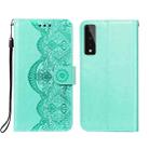 For LG Stylo 7 5G Flower Vine Embossing Pattern Horizontal Flip Leather Case with Card Slot & Holder & Wallet & Lanyard(Green) - 1