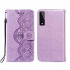 For LG Stylo 7 5G Flower Vine Embossing Pattern Horizontal Flip Leather Case with Card Slot & Holder & Wallet & Lanyard(Purple) - 1
