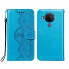 For Nokia 5.4 Flower Vine Embossing Pattern Horizontal Flip Leather Case with Card Slot & Holder & Wallet & Lanyard(Blue) - 1