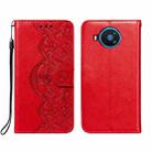 For Nokia 8.3 5G Flower Vine Embossing Pattern Horizontal Flip Leather Case with Card Slot & Holder & Wallet & Lanyard(Red) - 1