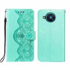 For Nokia 8.3 5G Flower Vine Embossing Pattern Horizontal Flip Leather Case with Card Slot & Holder & Wallet & Lanyard(Green) - 1