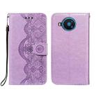 For Nokia 8.3 5G Flower Vine Embossing Pattern Horizontal Flip Leather Case with Card Slot & Holder & Wallet & Lanyard(Purple) - 1