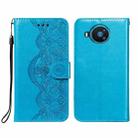 For Nokia 8.3 5G Flower Vine Embossing Pattern Horizontal Flip Leather Case with Card Slot & Holder & Wallet & Lanyard(Blue) - 1