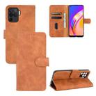 For Oppo A94 Solid Color Skin Feel Magnetic Buckle Horizontal Flip Calf Texture PU Leather Case with Holder & Card Slots & Wallet(Brown) - 1
