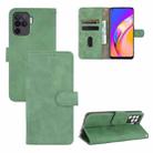 For Oppo F19 Pro Solid Color Skin Feel Magnetic Buckle Horizontal Flip Calf Texture PU Leather Case with Holder & Card Slots & Wallet(Green) - 1