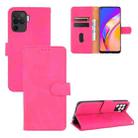 For Oppo F19 Pro Solid Color Skin Feel Magnetic Buckle Horizontal Flip Calf Texture PU Leather Case with Holder & Card Slots & Wallet(Rose Red) - 1