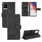 For vivo iQOO 7 Solid Color Skin Feel Magnetic Buckle Horizontal Flip Calf Texture PU Leather Case with Holder & Card Slots & Wallet(Black) - 1