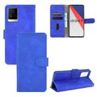 For vivo iQOO 7 Solid Color Skin Feel Magnetic Buckle Horizontal Flip Calf Texture PU Leather Case with Holder & Card Slots & Wallet(Blue) - 1
