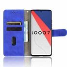 For vivo iQOO 7 Solid Color Skin Feel Magnetic Buckle Horizontal Flip Calf Texture PU Leather Case with Holder & Card Slots & Wallet(Blue) - 4
