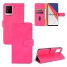 For vivo iQOO 7 Solid Color Skin Feel Magnetic Buckle Horizontal Flip Calf Texture PU Leather Case with Holder & Card Slots & Wallet(Rose Red) - 1