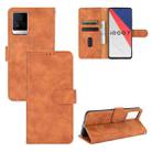 For vivo iQOO 7 Solid Color Skin Feel Magnetic Buckle Horizontal Flip Calf Texture PU Leather Case with Holder & Card Slots & Wallet(Brown) - 1