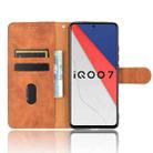 For vivo iQOO 7 Solid Color Skin Feel Magnetic Buckle Horizontal Flip Calf Texture PU Leather Case with Holder & Card Slots & Wallet(Brown) - 4