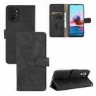 For Xiaomi Redmi Note 10 Solid Color Skin Feel Magnetic Buckle Horizontal Flip Calf Texture PU Leather Case with Holder & Card Slots & Wallet(Black) - 1