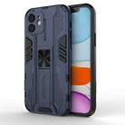 For iPhone 12 / 12 Pro Supersonic PC + TPU Shock-proof Protective Case with Holder(Dark Blue) - 1