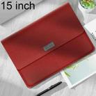 Litchi Pattern PU Leather Waterproof Ultra-thin Protection Liner Bag Briefcase Laptop Carrying Bag for 15 inch Laptops(Red) - 1