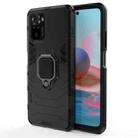 For Xiaomi Redmi Note 10 4G Shockproof PC + TPU Protective Case with Magnetic Ring Holder(Black) - 1