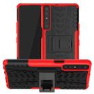 For LG Stylo 7 4G Tire Texture Shockproof TPU+PC Protective Case with Holder(Red) - 1