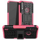 For Motorola Moto E7 Power Tire Texture Shockproof TPU+PC Protective Case with Holder(Pink) - 1