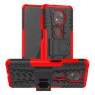 For Motorola Moto G Power (2021) Tire Texture Shockproof TPU+PC Protective Case with Holder(Red) - 1