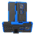 For Motorola Moto G Power (2021) Tire Texture Shockproof TPU+PC Protective Case with Holder(Blue) - 1