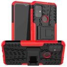 For Motorola Moto G30 Tire Texture Shockproof TPU+PC Protective Case with Holder(Red) - 1