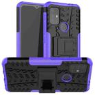 For Motorola Moto G30 Tire Texture Shockproof TPU+PC Protective Case with Holder(Purple) - 1