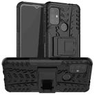 For Motorola Moto G30 Tire Texture Shockproof TPU+PC Protective Case with Holder(Black) - 1