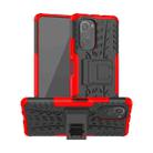 For Xiaomi Redmi K40 Tire Texture Shockproof TPU+PC Protective Case with Holder(Red) - 1