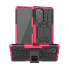 For Xiaomi Redmi K40 Tire Texture Shockproof TPU+PC Protective Case with Holder(Pink) - 1