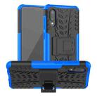 For Samsung Galaxy A02(EU Version) Tire Texture Shockproof TPU+PC Protective Case with Holder(Blue) - 1