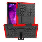 For Lenovo Tab P11 Tire Texture Shockproof TPU+PC Protective Case with Holder(Red) - 1