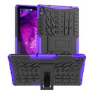 For Lenovo Tab P11 Tire Texture Shockproof TPU+PC Protective Case with Holder(Purple) - 1