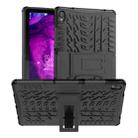For Lenovo Tab P11 Tire Texture Shockproof TPU+PC Protective Case with Holder(Black) - 1