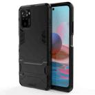 For Xiaomi Redmi Note 10 4G Shockproof PC + TPU Protective Case with Hidden Holder(Black) - 1