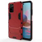 For Xiaomi Redmi Note 10 4G Shockproof PC + TPU Protective Case with Hidden Holder(Red) - 1