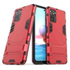For Xiaomi Redmi Note 10 4G Shockproof PC + TPU Protective Case with Hidden Holder(Red) - 2