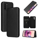 For Xiaomi Redmi Note 10 Carbon Fiber Texture Horizontal Flip TPU + PC + PU Leather Case with Card Slot(Black) - 1