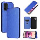 For Xiaomi Redmi Note 10S Carbon Fiber Texture Horizontal Flip TPU + PC + PU Leather Case with Card Slot(Blue) - 1
