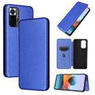 For Xiaomi Redmi Note 10 Pro Max Carbon Fiber Texture Horizontal Flip TPU + PC + PU Leather Case with Card Slot(Blue) - 1