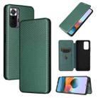 For Xiaomi Redmi Note 10 Pro Max Carbon Fiber Texture Horizontal Flip TPU + PC + PU Leather Case with Card Slot(Green) - 1
