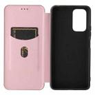 For Xiaomi Redmi Note 10 Pro Max Carbon Fiber Texture Horizontal Flip TPU + PC + PU Leather Case with Card Slot(Pink) - 5