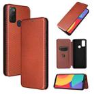 For alcatel 1S (2021) Carbon Fiber Texture Horizontal Flip TPU + PC + PU Leather Case with Card Slot(Brown) - 1