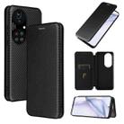 For Huawei P50 Pro Carbon Fiber Texture Horizontal Flip TPU + PC + PU Leather Case with Card Slot(Black) - 1