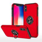 For iPhone X / XS Magnetic Ring Kickstand Shockproof Phone Case(Red) - 1