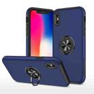 For iPhone X / XS Magnetic Ring Kickstand Shockproof Phone Case(Blue) - 1