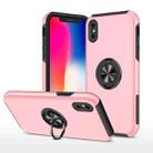 For iPhone X / XS Magnetic Ring Kickstand Shockproof Phone Case(Rose Gold) - 1