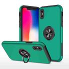 For iPhone X / XS Magnetic Ring Kickstand Shockproof Phone Case(Dark Green) - 1