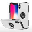 For iPhone X / XS Magnetic Ring Kickstand Shockproof Phone Case(Silver) - 1