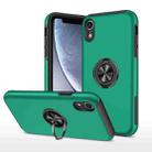 For iPhone XR Magnetic Ring Kickstand Shockproof Phone Case(Dark Green) - 1