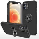 For iPhone 12 mini Magnetic Ring Kickstand Shockproof Phone Case (Black) - 1